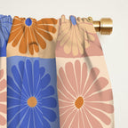 Retro Flowers Check Pattern XXII Window Curtain Gallery Image 2