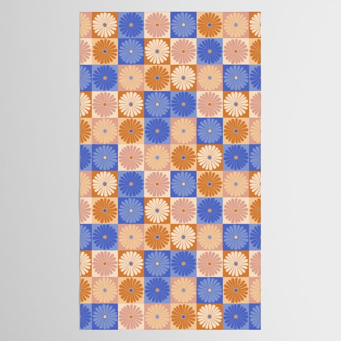 Retro Flowers Check Pattern XXII Tablecloth Gallery Image 2