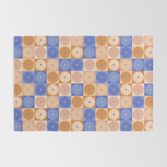Retro Flowers Check Pattern XXII Rug Gallery Image 2