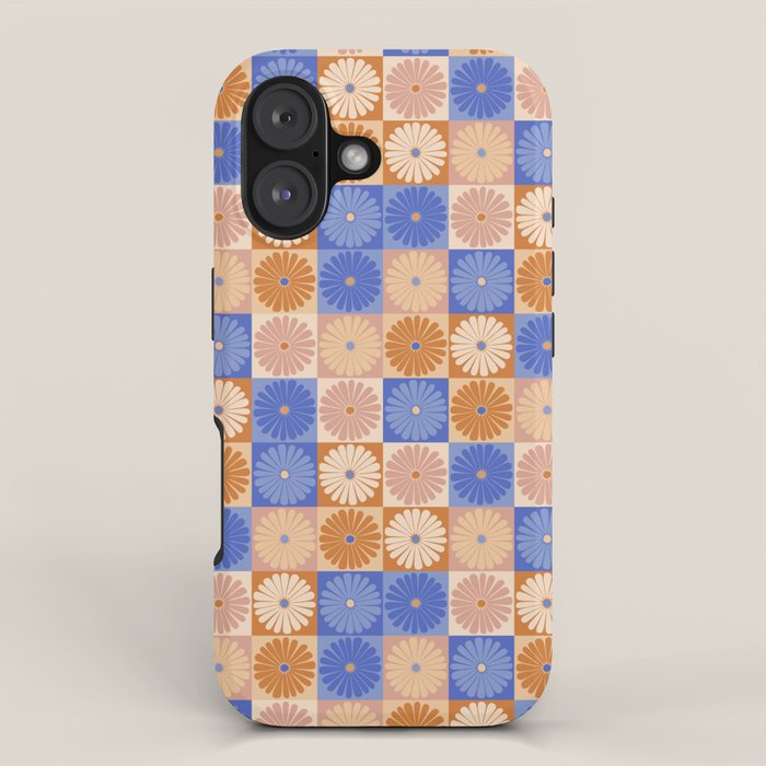 Retro Flowers Check Pattern XXII iPhone Case Gallery Image 1