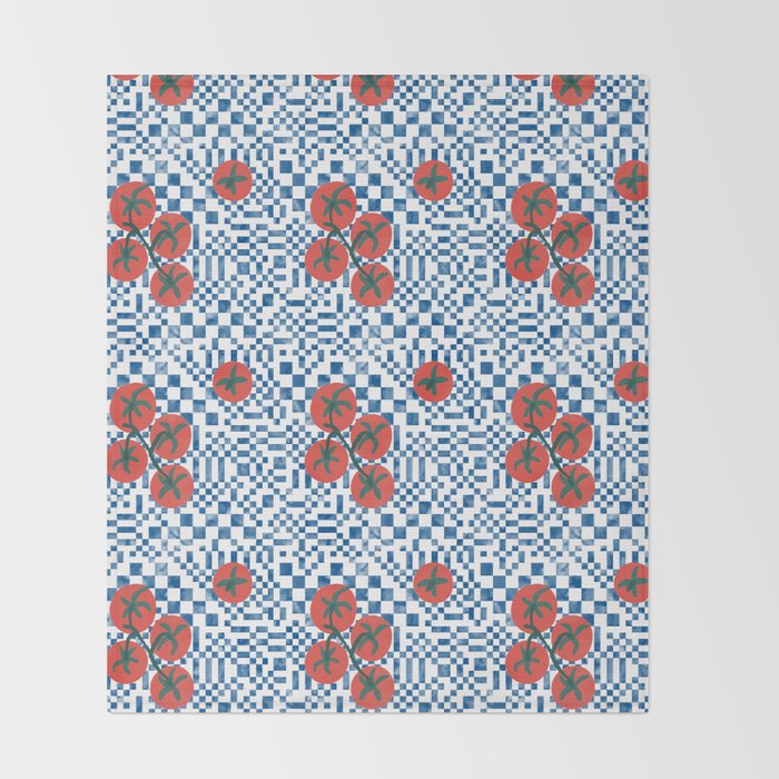 Tomatoes Checkered Grid Throw Blanket Gallery Image 2