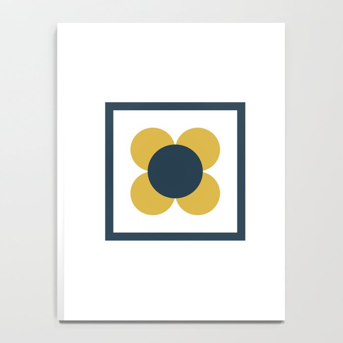 Scandi Flower Single - Retro Minimalist Floral Pattern in Light Mustard, Navy Blue, and White Notebook Gallery Image 4