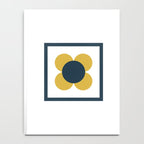 Scandi Flower Single - Retro Minimalist Floral Pattern in Light Mustard, Navy Blue, and White Notebook Gallery Image 4
