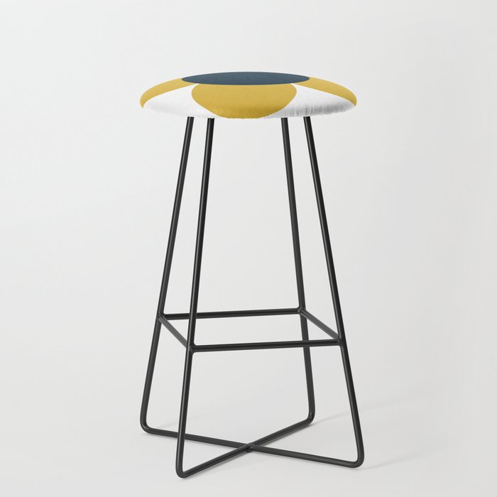 Scandi Flower Single - Retro Minimalist Floral Pattern in Light Mustard, Navy Blue, and White Stool Gallery Image 1