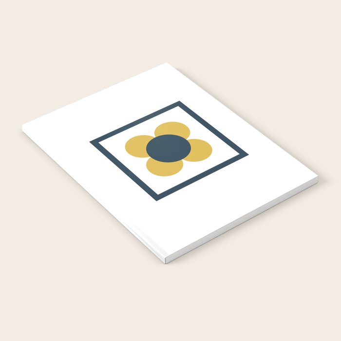 Scandi Flower Single - Retro Minimalist Floral Pattern in Light Mustard, Navy Blue, and White Notebook Gallery Image 2