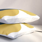 Scandi Flower Single - Retro Minimalist Floral Pattern in Light Mustard, Navy Blue, and White Pillow Sham Gallery Image 3