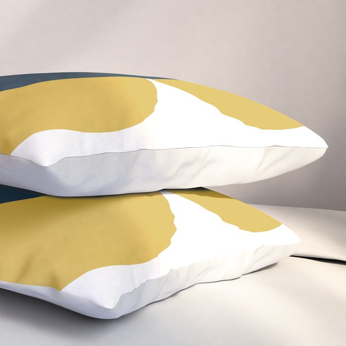 Scandi Flower Single - Retro Minimalist Floral Pattern in Light Mustard, Navy Blue, and White Pillow Sham Gallery Image 3