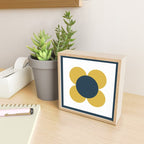 Scandi Flower Single - Retro Minimalist Floral Pattern in Light Mustard, Navy Blue, and White Mini Art Print Gallery Image 2