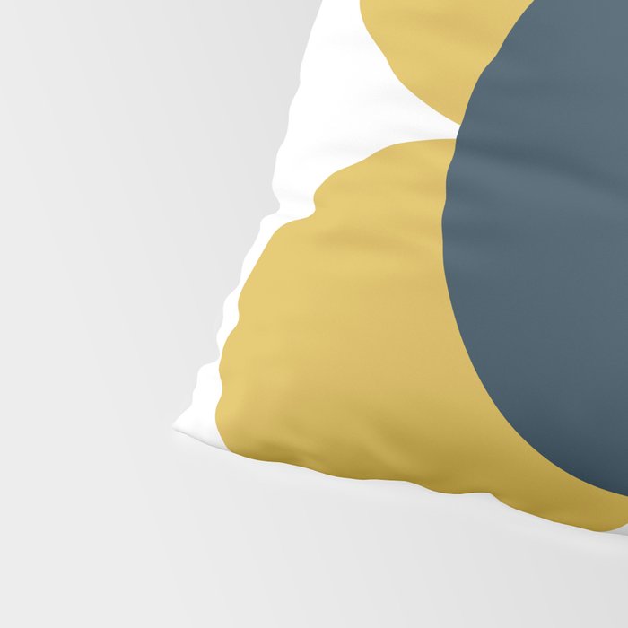 Scandi Flower Single - Retro Minimalist Floral Pattern in Light Mustard, Navy Blue, and White Pillow Sham Gallery Image 4