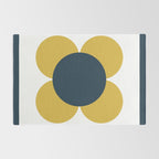 Scandi Flower Single - Retro Minimalist Floral Pattern in Light Mustard, Navy Blue, and White Rug Gallery Image 2