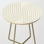 Minimal Line Curvature LXXXVII Creme & Green Mid Century Modern Arch Abstract Side Table Gallery Image 2