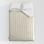 Minimal Line Curvature LXXXVII Creme & Green Mid Century Modern Arch Abstract Duvet Cover Gallery Image 6