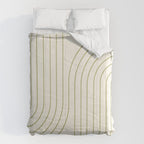 Minimal Line Curvature LXXXVII Creme & Green Mid Century Modern Arch Abstract Comforter Gallery Image 6