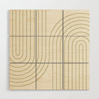 Minimal Line Curvature LXXXVII Creme & Green Mid Century Modern Arch Abstract Wood Wall Art Gallery Image 1