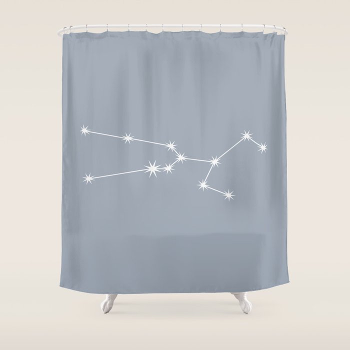 Taurus Zodiac Star Constellation Line Art Blue Grey Shower Curtain Gallery Image 1