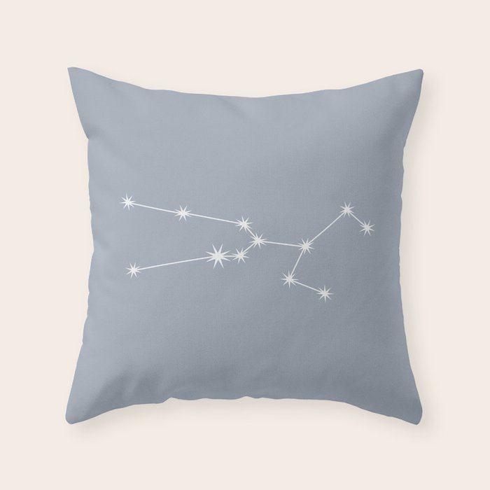Taurus Zodiac Star Constellation Line Art Blue Grey Throw Pillow Gallery Image 1