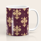 Fleur De Lis In Royal Burgundy and Gold Coffee Mug Gallery Image 1