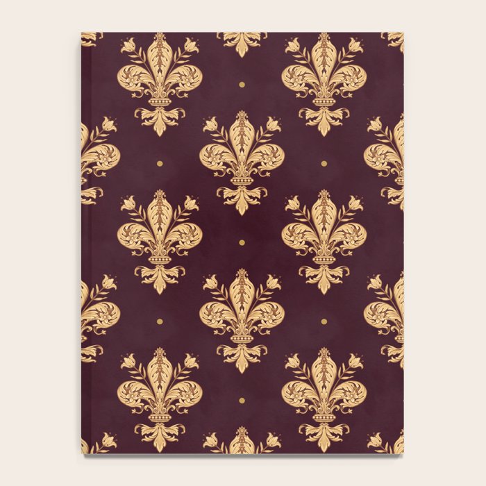 Fleur De Lis In Royal Burgundy and Gold Notebook Gallery Image 4
