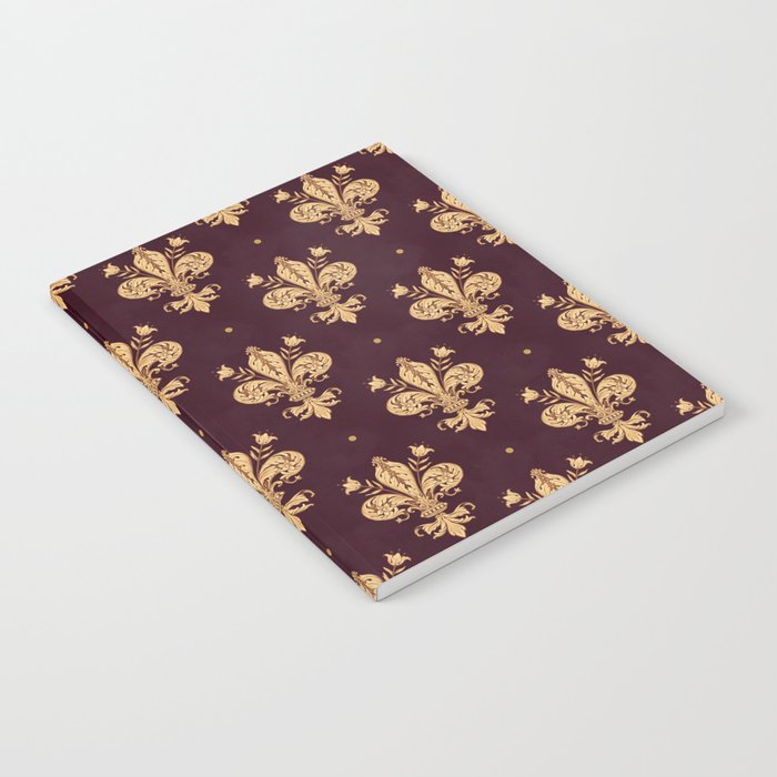 Fleur De Lis In Royal Burgundy and Gold Notebook Gallery Image 1