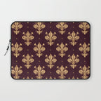 Fleur De Lis In Royal Burgundy and Gold Laptop Sleeve Gallery Image 1