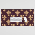 Fleur De Lis In Royal Burgundy and Gold Desk Mat Gallery Image 1