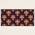 Fleur De Lis In Royal Burgundy and Gold Desk Mat Gallery Image 3