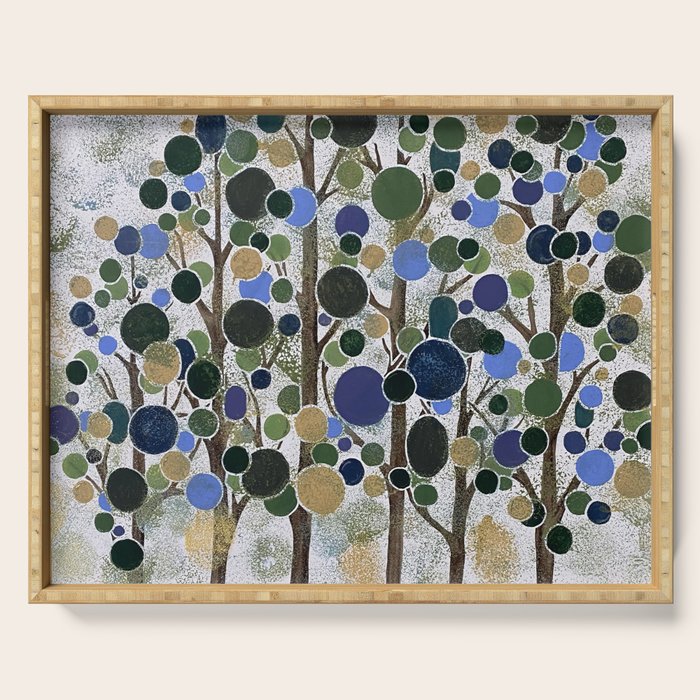 Blue Bubble Trees Serving Tray Gallery Image 1