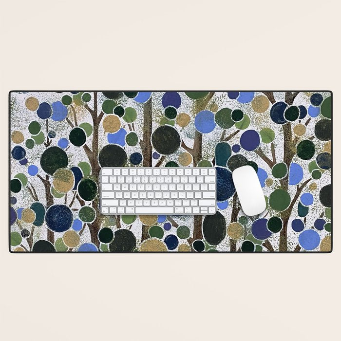Blue Bubble Trees Desk Mat Gallery Image 1