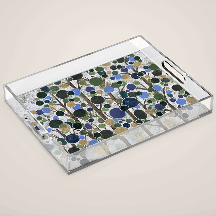 Blue Bubble Trees Acrylic Tray Gallery Image 1