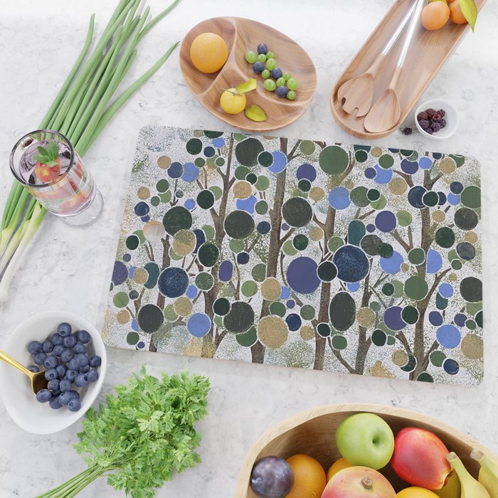 Blue Bubble Trees Cutting Board Gallery Image 2