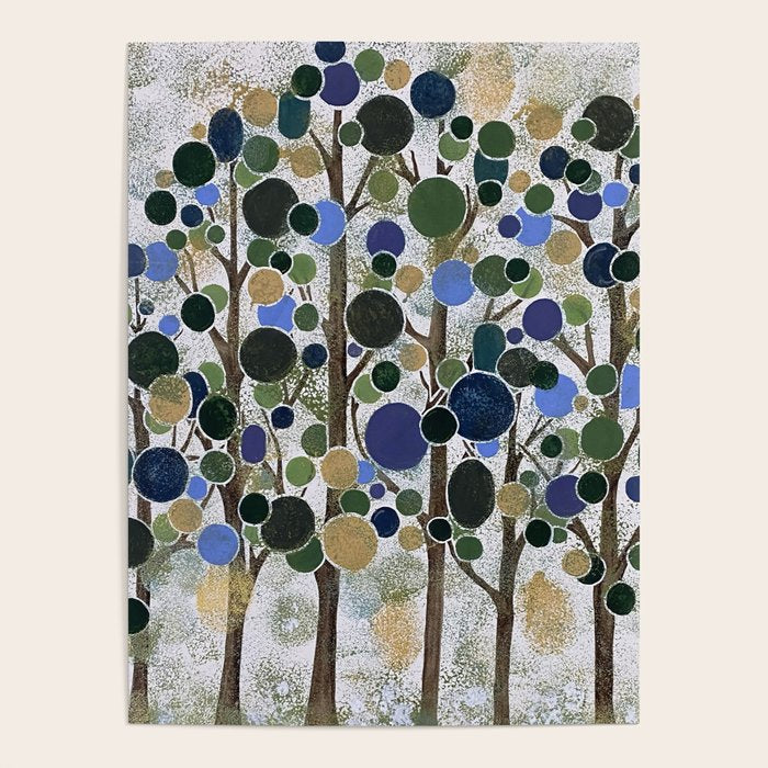 Blue Bubble Trees Poster Gallery Image 4