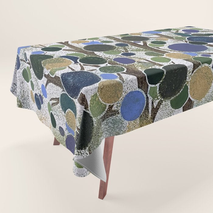 Blue Bubble Trees Tablecloth Gallery Image 1