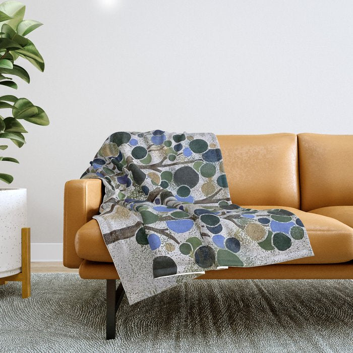 Blue Bubble Trees Throw Blanket Gallery Image 1