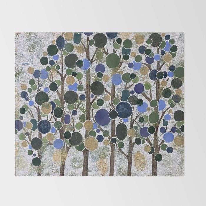 Blue Bubble Trees Throw Blanket Gallery Image 2