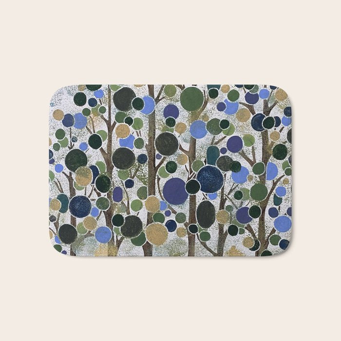 Blue Bubble Trees Bath Mat Gallery Image 1
