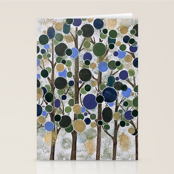 Blue Bubble Trees Stationery Card Gallery Image 2
