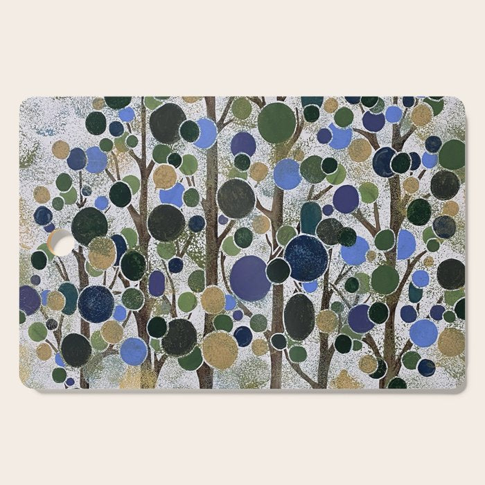 Blue Bubble Trees Cutting Board Gallery Image 1