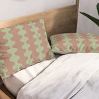 Wavy Stripes Ogee A-Go-Go Pattern in Mocha Brown and Earthy Sage Green Pillow Sham Gallery Image 2