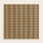 Wavy Stripes Ogee A-Go-Go Pattern in Mocha Brown and Earthy Sage Green Wood Wall Art Gallery Image 1