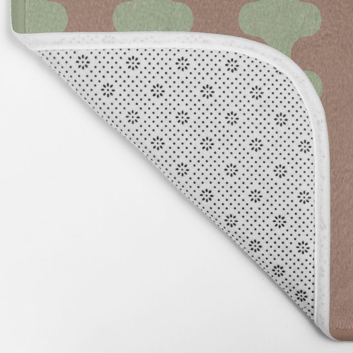 Wavy Stripes Ogee A-Go-Go Pattern in Mocha Brown and Earthy Sage Green Bath Mat Gallery Image 2