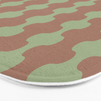 Wavy Stripes Ogee A-Go-Go Pattern in Mocha Brown and Earthy Sage Green Bath Mat Gallery Image 3