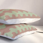 Wavy Stripes Ogee A-Go-Go Pattern in Mocha Brown and Earthy Sage Green Pillow Sham Gallery Image 3