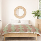 Wavy Stripes Ogee A-Go-Go Pattern in Mocha Brown and Earthy Sage Green Duvet Cover Gallery Image 3