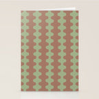 Wavy Stripes Ogee A-Go-Go Pattern in Mocha Brown and Earthy Sage Green Stationery Card Gallery Image 2