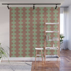 Wavy Stripes Ogee A-Go-Go Pattern in Mocha Brown and Earthy Sage Green Wall Mural Gallery Image 1