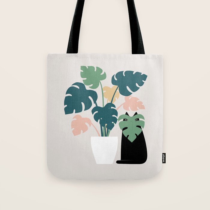 Cat and Plant 21: Leaf Me Alone Tote Bag Gallery Image 1