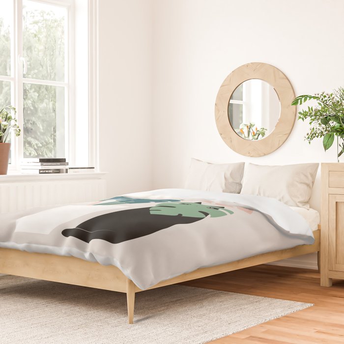 Cat and Plant 21: Leaf Me Alone Duvet Cover Gallery Image 2