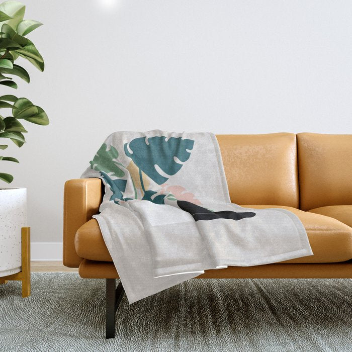 Cat and Plant 21: Leaf Me Alone Throw Blanket Gallery Image 1