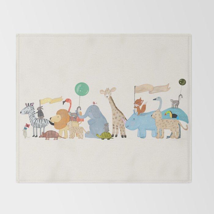 little safari parade Throw Blanket Gallery Image 2