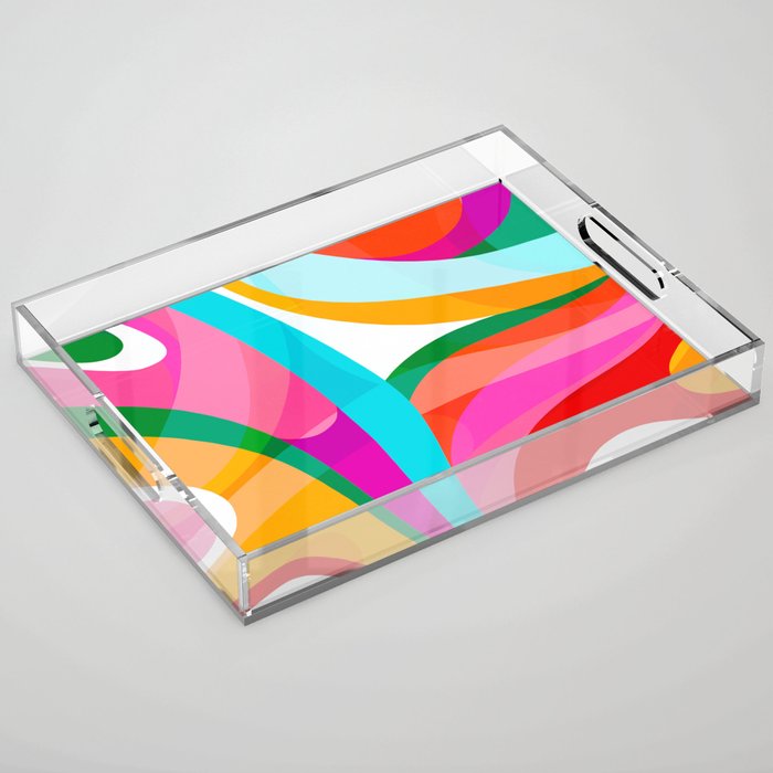 Colorful Mid Century Abstract 3 Acrylic Tray Gallery Image 1